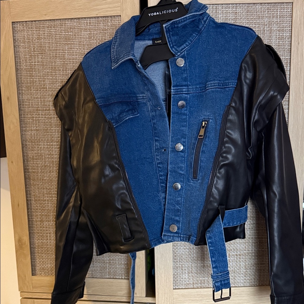 bebe Women's Blue and Black Jean Jacket